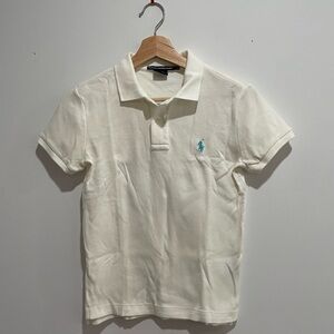 Ralph Lauren Sport White Collared Polo with Aqua Logo